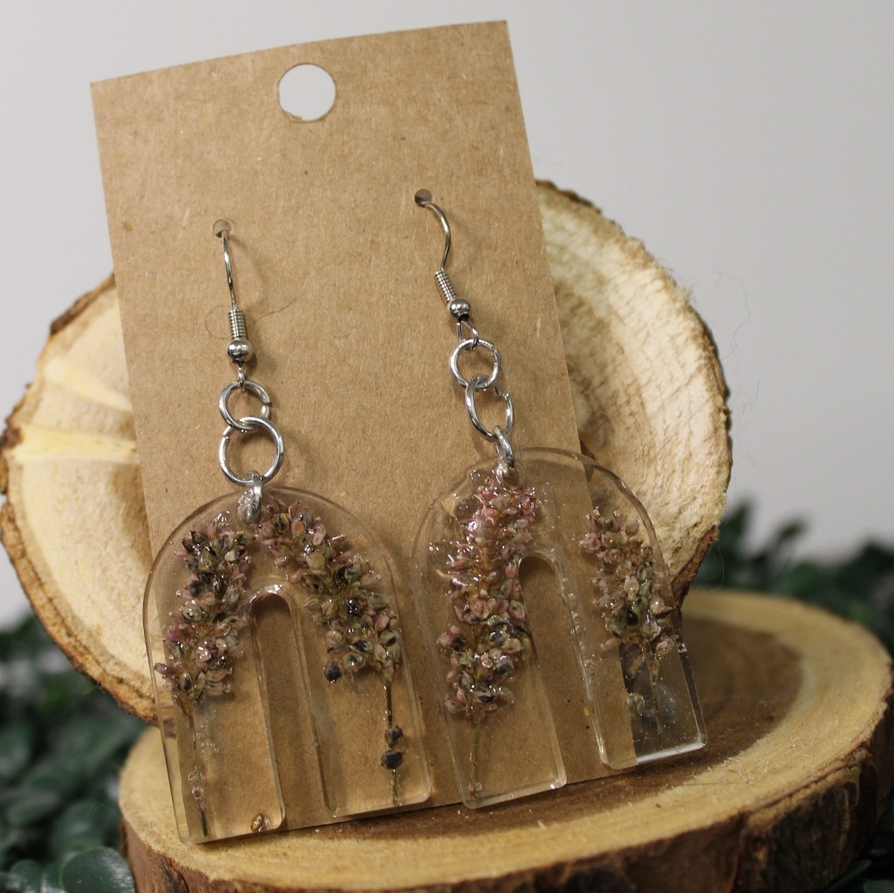 Handmade Floral Resin Earrings -Hypoallergenic